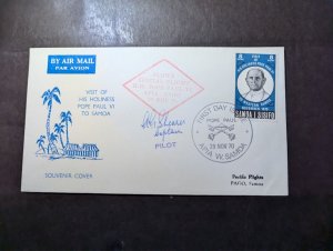 1970 Western Samoa Airmail FDC Cover Apia to Pago Pope Paul VI Visit Souvenir