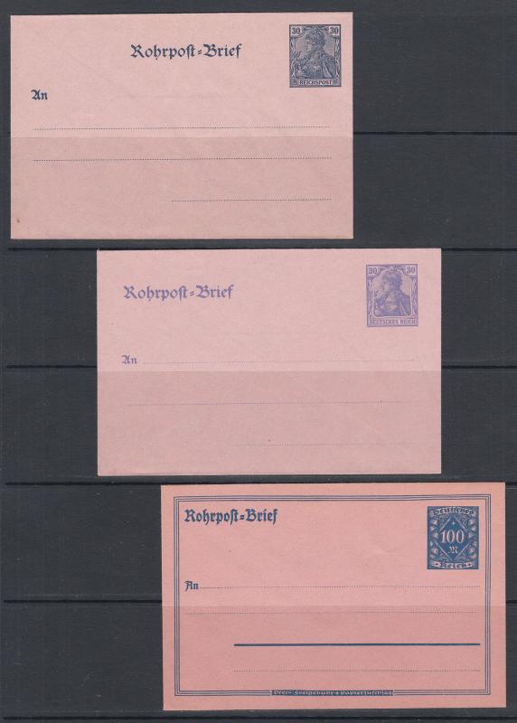 Germany Mi RU4b, RU7, RU11 mint.1900-1923 Pneumatic Post Envelopes, 3 different