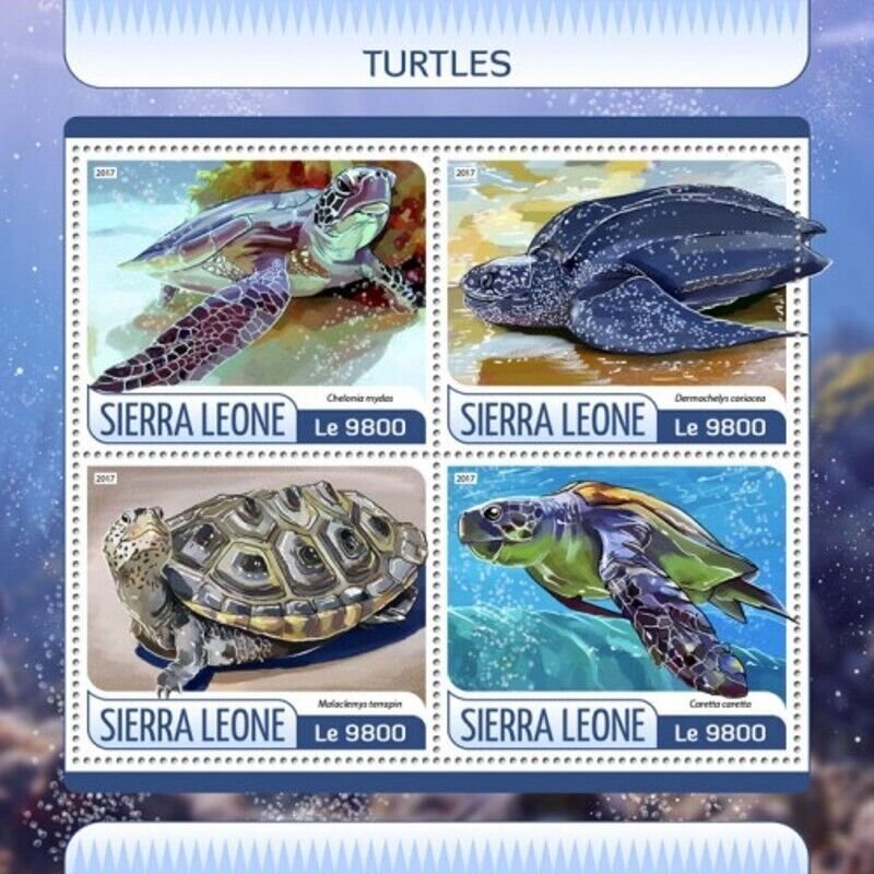 Sierra Leone - 2017 Turtles - 4 Stamp Sheet - SRL17604a