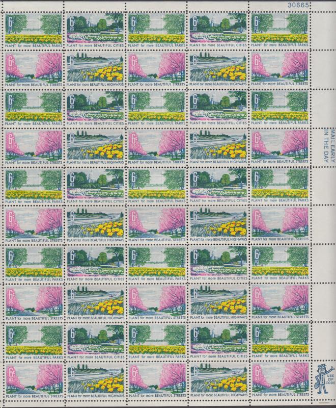 US #1365-68   Beautification of America   Full sheet of 50  MNH