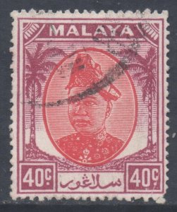 Malaya Selangor Scott 90 - SG106, 1949 Sultan 40c used