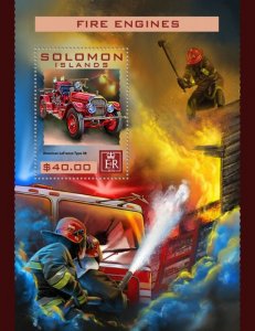 SOLOMON IS. - 2016 - Fire Engines - Perf Souv Sheet - Mint Never Hinged