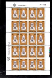 Cyprus 534 Zeno of Cenium Stoicism Europa CEPT 1980 MNH Pane of 20