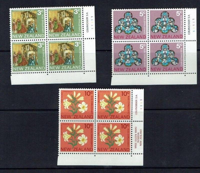 New Zealand: 1974 Christmas Issue  Plate Blocks, Unmounted Mint