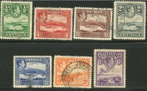 ANTIGUA Sc#84-90 1938 KGVI Definitives Short Set to 6p Used