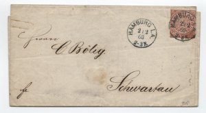 1868 Hamburg cover North German Confederation #4 1gr [G.60]