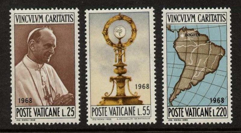 Vatican 461-3 MNH Pope Paul VI, Map, Art