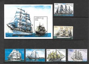 AZERBAIJAN Sc 613-9 NH SET+SOUVENIR SHEET of 1996 Ships