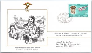 HISTORY OF AVIATION TOPICAL FIRST DAY COVER SERIES 1978 - ROMANIA 1.50