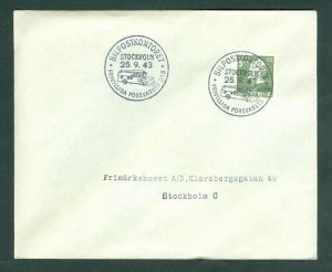 Sweden. 1943 Cover. Spc. Bus Post Office. Cancel. Vol. Defence Day. Sc# 345. Adr