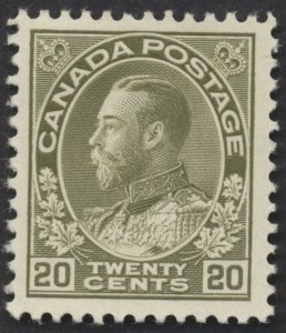 Canada #119 20c George V Admiral Dry Print F-VF Mint OG Hinged
