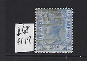 GREAT BRITAIN SCOTT #68 (PLATE 17) 1875 2 1/2 (ULTRA) ) - WMK 29 - USED