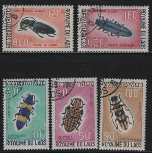 LAOS, 171-173, C54-C55, (5) SET, USED, 1968, Insects