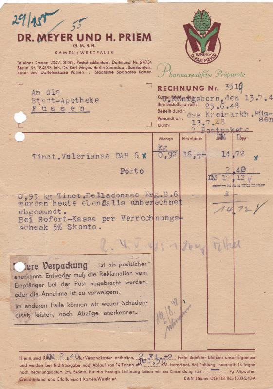 Germany  Allied Occupation 1948 pharamazeutical preparations letter R20962