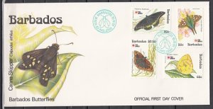 Barbados. Scott cat. 807-810. Butterflies issue. First day cover. ^