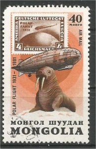 MONGOLIA, 1981, CTO 40m, Graf Zeppelin Scott C148