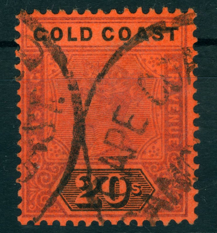 Gold Coast, 1889, Queen Victoria 20Sh, green/red