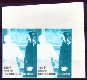 Niger 1997 Sc#944f   Princess Diana-POPE John-Paul II Pair Imperf.Missing Color