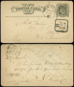 2/28/1880ca #UX5, New York Cds & Boxed Local Cancel, Rarely Used on the Front!