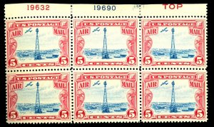 U.S. #C11 MINT PL# BLOCK OF 6 OG LH