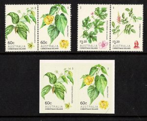 Christmas Island 2013 Flowering Shrubs Set of 4 + Self-adhesives MNH