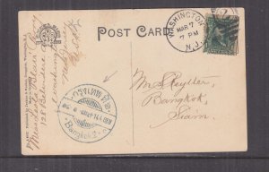 UNITED STATES, 1908 ppc. WASHINGTON NJ. to Mrs. Reytter, BANGKOK, SIAM, THAILAND