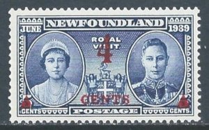 Newfoundland #251 NH Visit of King & Queen Issue Surcharged 4c