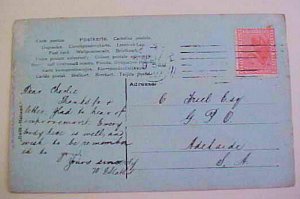 AUSTRALIA  WESTERN PERTH 1907 TO ADELAIDE ON PICTURE CARD