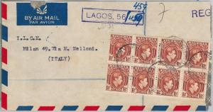 56497 -   NIGERIA - POSTAL HISTORY:  REGISTERED COVER to ITALY 1951 - CUT !