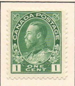 Canada Sc 104 1911 1 c green GV Admiral issue stamp mint