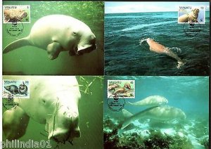 Vanuatu 1988 WWF Dugongs Fish Marine Life Animal Mammal Sc 470-3 Set 4 Max Cards