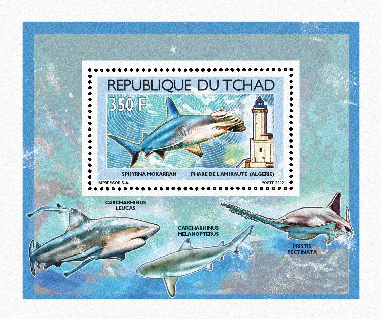 Chad 2012 Imperf. Sharks & Lighthouses Full No. 2539 A- 2542 A - BL. 423 - 426-