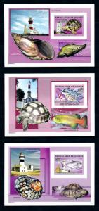 [95702] Guinea 2004 Fish Turtle Shell Lighthouse 3 Imperf. Souvenir Sheets MNH