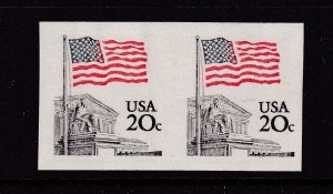 1981 Imperforate pair Sc 1895d 20c Flag Supreme Court coil error MNH (D81