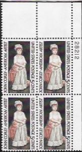 US #1273 MNH PB.  John Singleton Copley, American Artist.