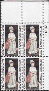 US #1273 MNH PB.  John Singleton Copley, American Artist.