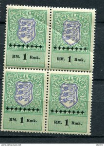 Estonia Germany Occ WW2 Revenue Ovpt with RM  No302 Block of 4  MNH 11776