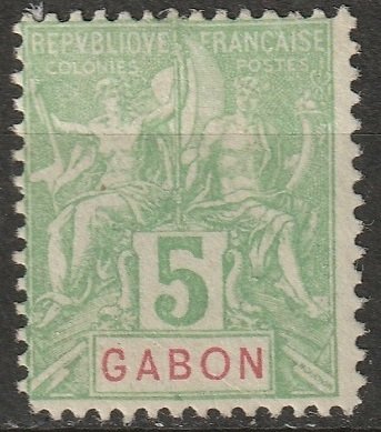 Gabon 1904 Sc 19 Yt 19 MH* small corner thin