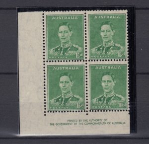 Australia KGVI 1941 1 1/2d John Ash Block Of 4 MNH BP7916