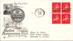 FDC 1948 SC CC38 Artcraft Cachet - New York, Ny - Block Of 4 - F77135