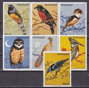 Paraguay, Scott cat. 2091a-f -2092. Various Birds & Owl issue. ^