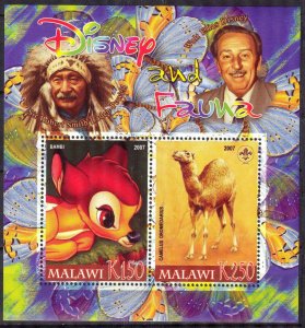 Malawi 2007 Walt Disney (IV) Indians Scouting Scouts Camels Sheet MNH