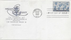 1945 FDC, #935, 3c U.S. Navy, House of Farnam