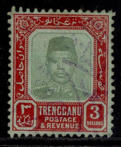 MALAYSIA - Trengganu GV SG16, $3 green & red/green, USED. WMK MULT CROWN