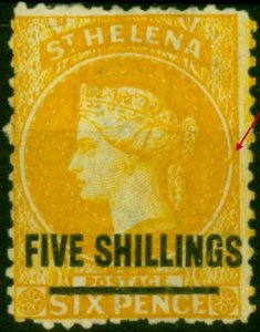 St Helena 1868 5s Orange SG20Var 'Plate Flaw' Fine MM