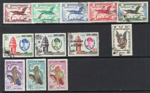 Cambodia 1957-64 Better Airmails Used 12 Stamps CV$68