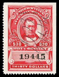 Scott R330 1941 $30.00 Dated Red Documentary Revenue Used XF Cat $55