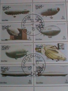 OMAN STAMP -1977 WORLD FAMOUS AIR SHIPS-ZEPPELIN -CTO FULL-SHEET VERY FINE