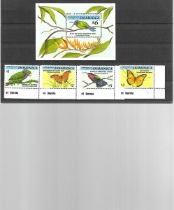 DOMINICA Sc 827-31 NH SET+S/S OF 1984 - BIRDS