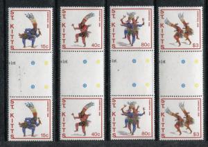 St Kitts 215-218 Gosse-Paare MNH Christmas 1988 : Tanzt Masken x17490